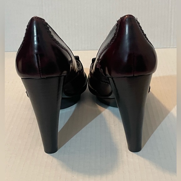 Max Studio Fury Burgundy Leather Heel Peep Toe Pumps Shoes Size 9 - Picture 3 of 9